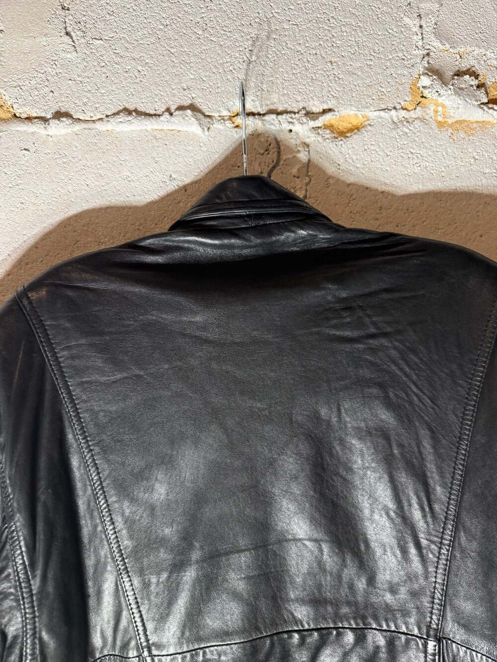 Andrew Marc Vintage Black Leather Jacket with Snap Waist and Epaulettes - Picture 12 of 15